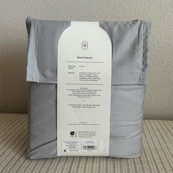 NWT Queen 6pc 800 Thread Count Solid Sheet Set Light Gray - Threshold - Picture 2 of 2